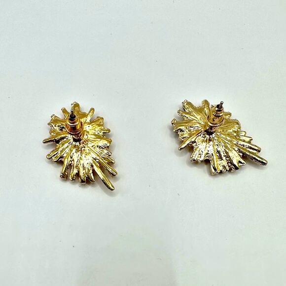 Mixed Lot of 2 Earrings Gold Starburst and Faux Pearl Round Embellished Retro - Picture 3 of 7